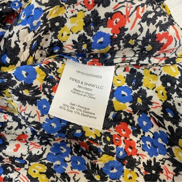 Veronica Beard Mena Gathered Floral Puff Sleeve Top Silk 0 Mock Neck - Picture 11 of 13